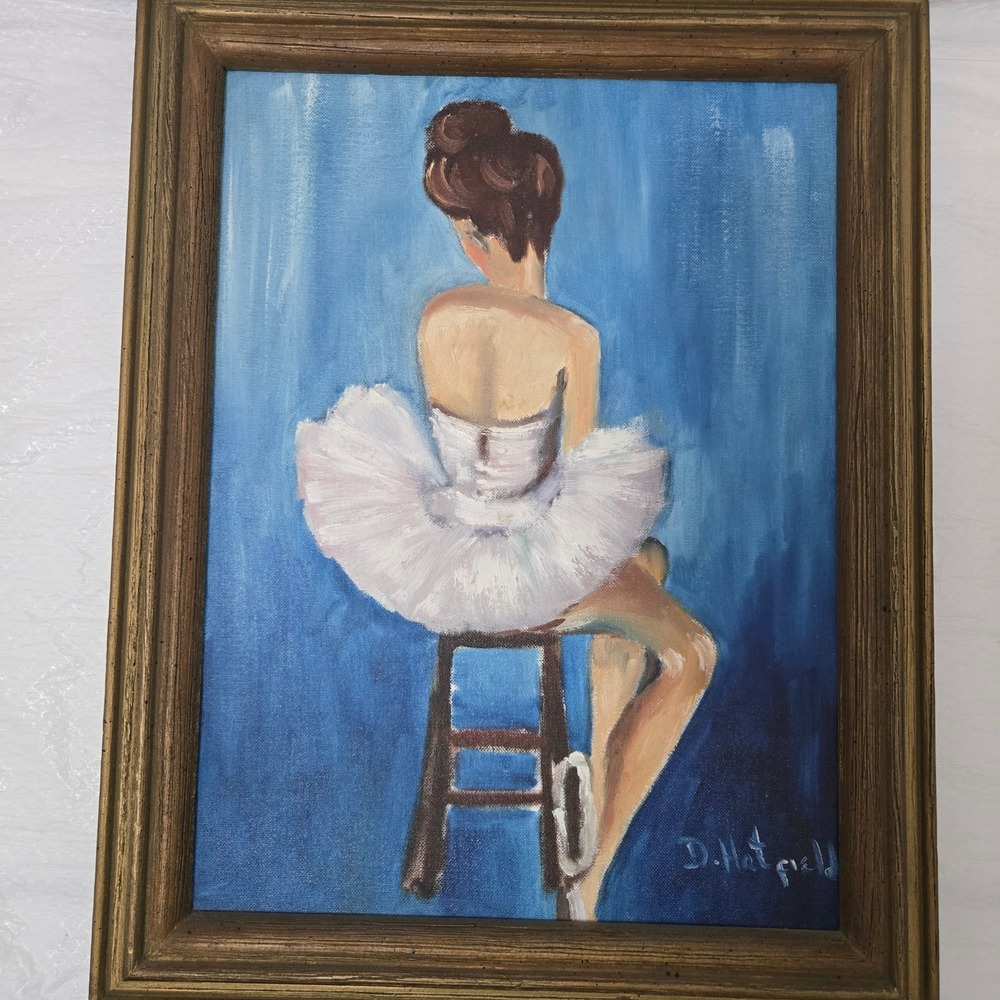D. Hatfield Original Oil Painting The Ballet Dancer Ballerina Framed 12x16
